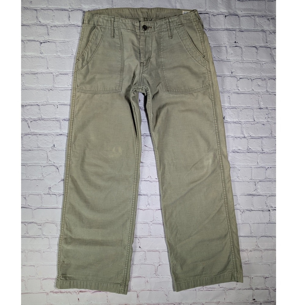 orSlow Baker Fatigue Pants Mens 2 Cotton Olive Green Made in Japan Cinch Back